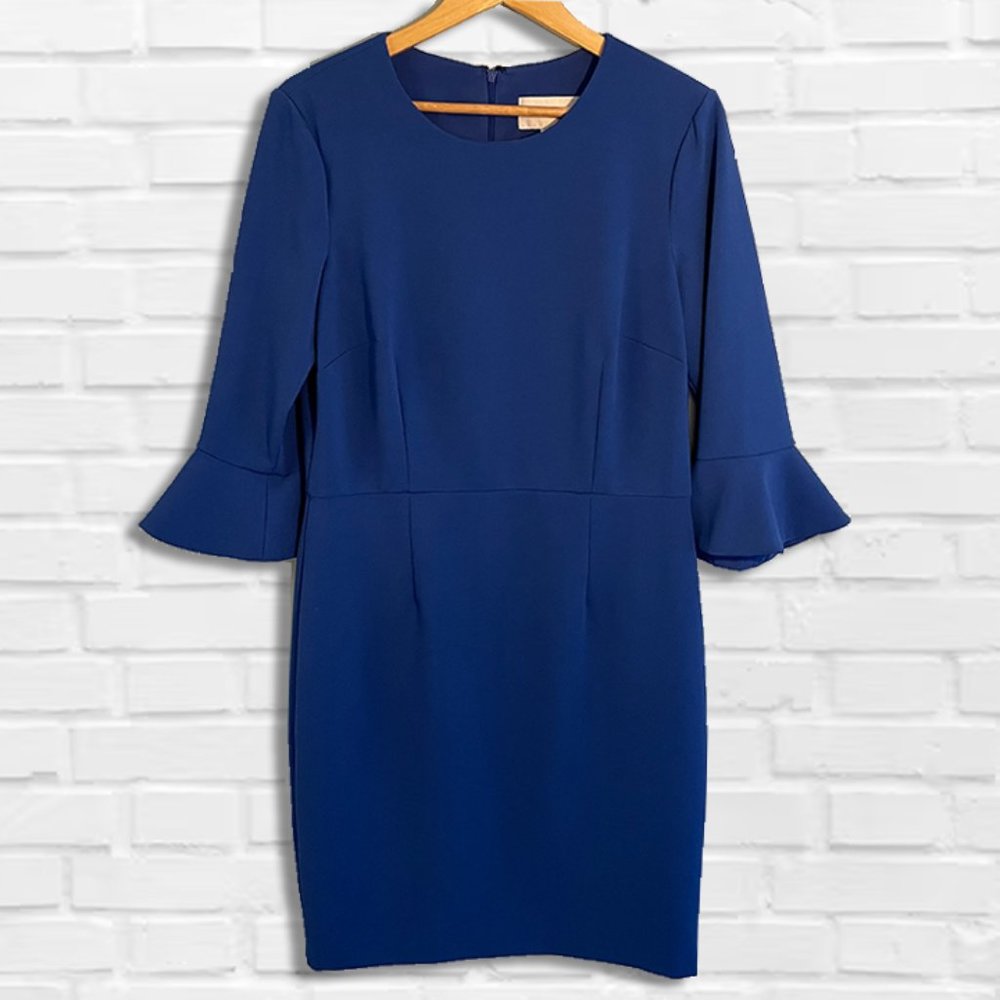 Donna Morgan | Bell Sleeve Crepe Sheath Dress | Perfect for fall!
